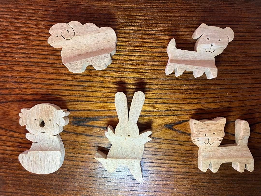 木製動物型箸置き 5個セット