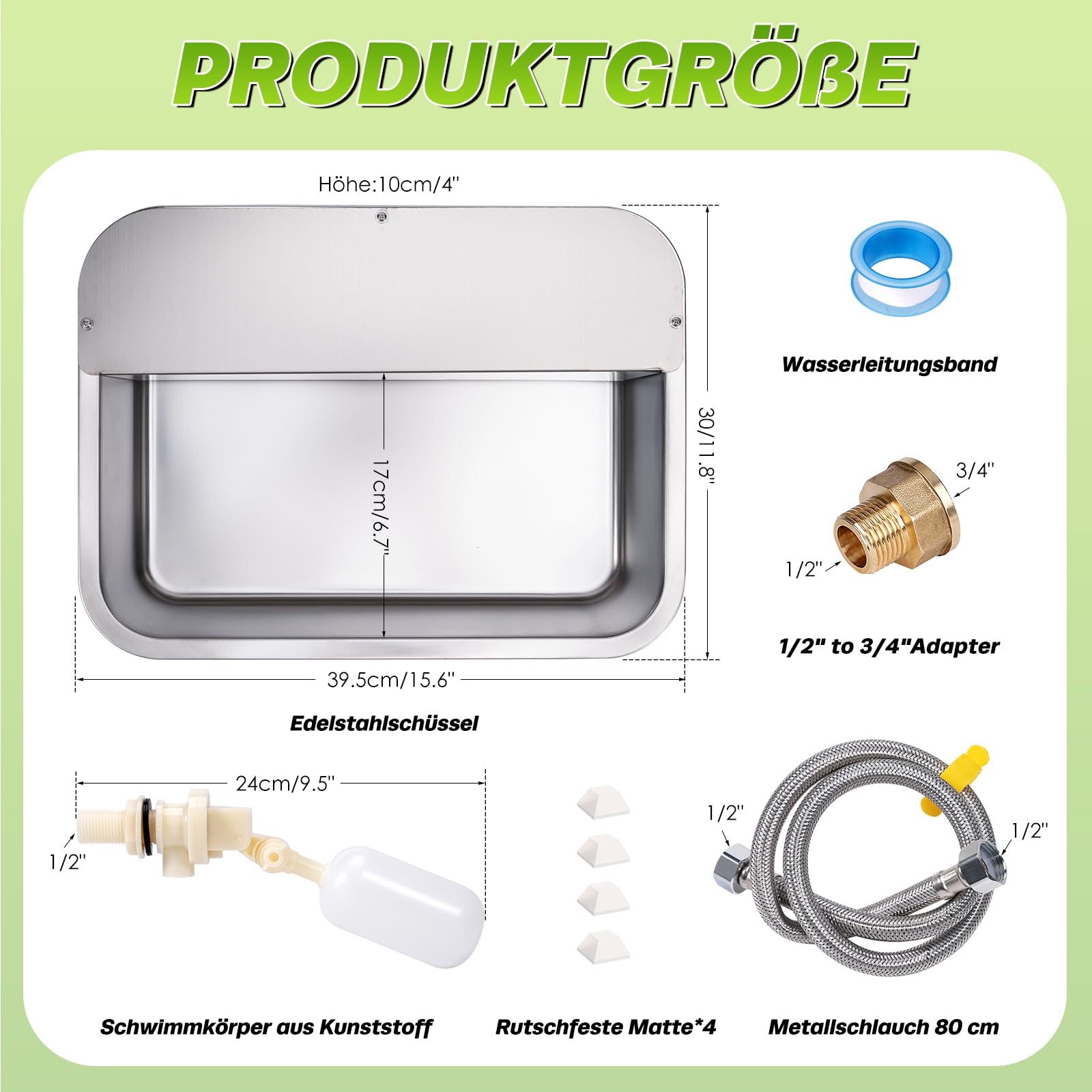 Hundebecken Automatischer Hundewasserspender,11 Liter Outdoor Dog Watere Edelstahl-Wassernapf für große Hunde,Großer Hundewassernapf,Edelstahl-Wassernapf