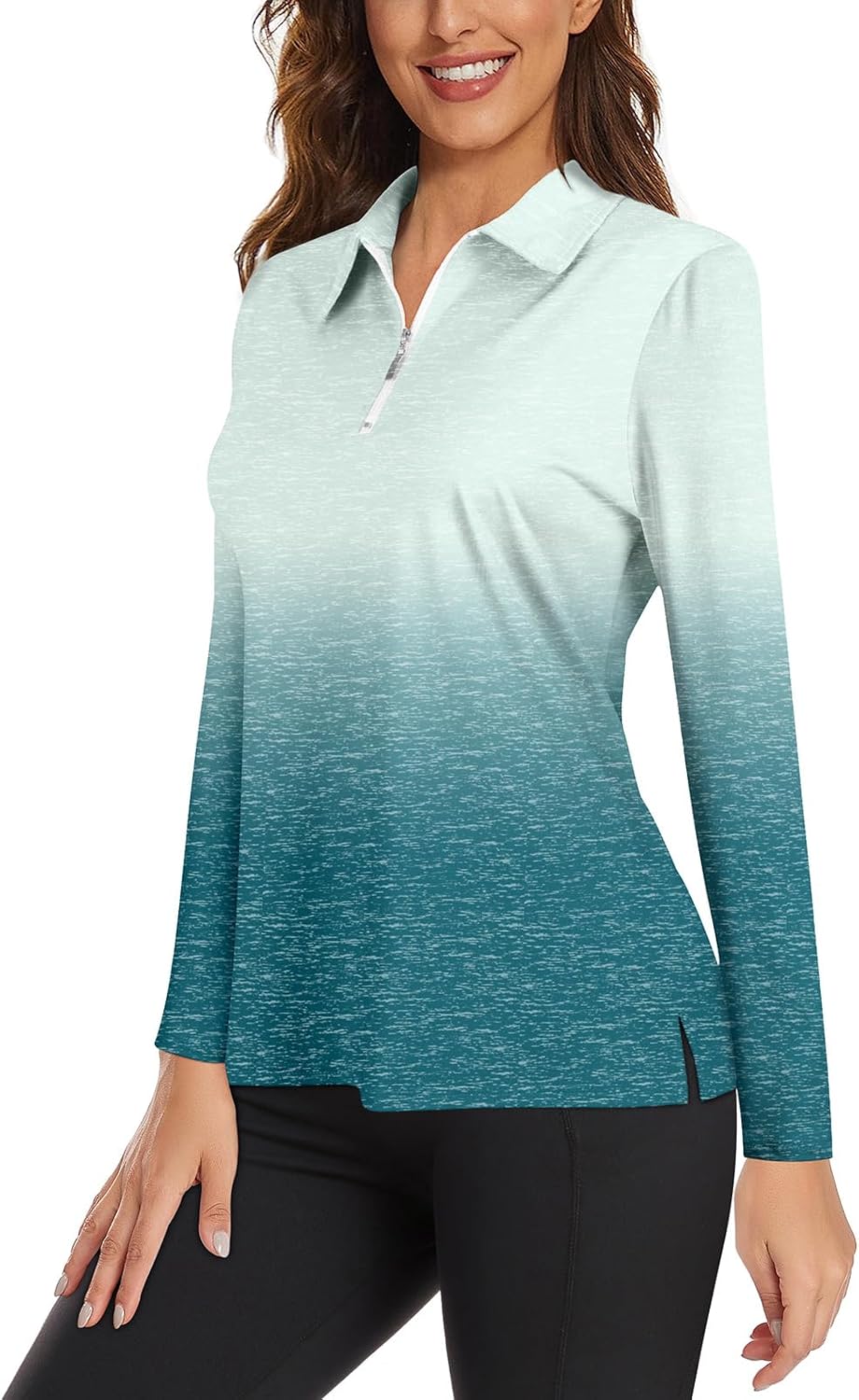 Viracy Womens Golf Shirt UPF50+ Sun Protection Long Sleeve 1/4 Zip Up Polo Workout Tops Fast Dry Fit Moisture Wicking