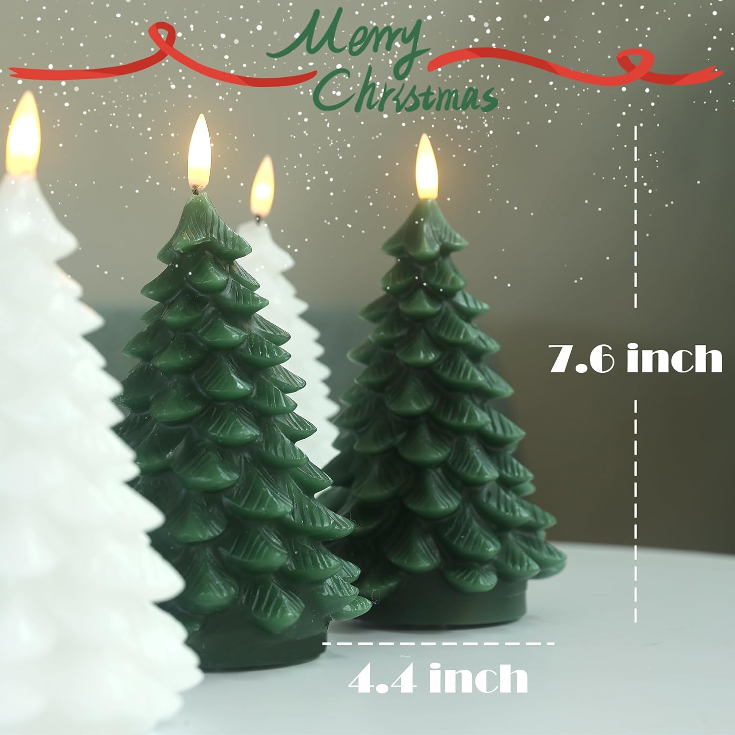 LUSHARBOR Flameless Candles with Remote Timer, 2 Pack Christmas Tree Candles Battery Operated LED Candles Real Wax Holiday Christmas Decoration for Bedroom Party Festival Gift Green