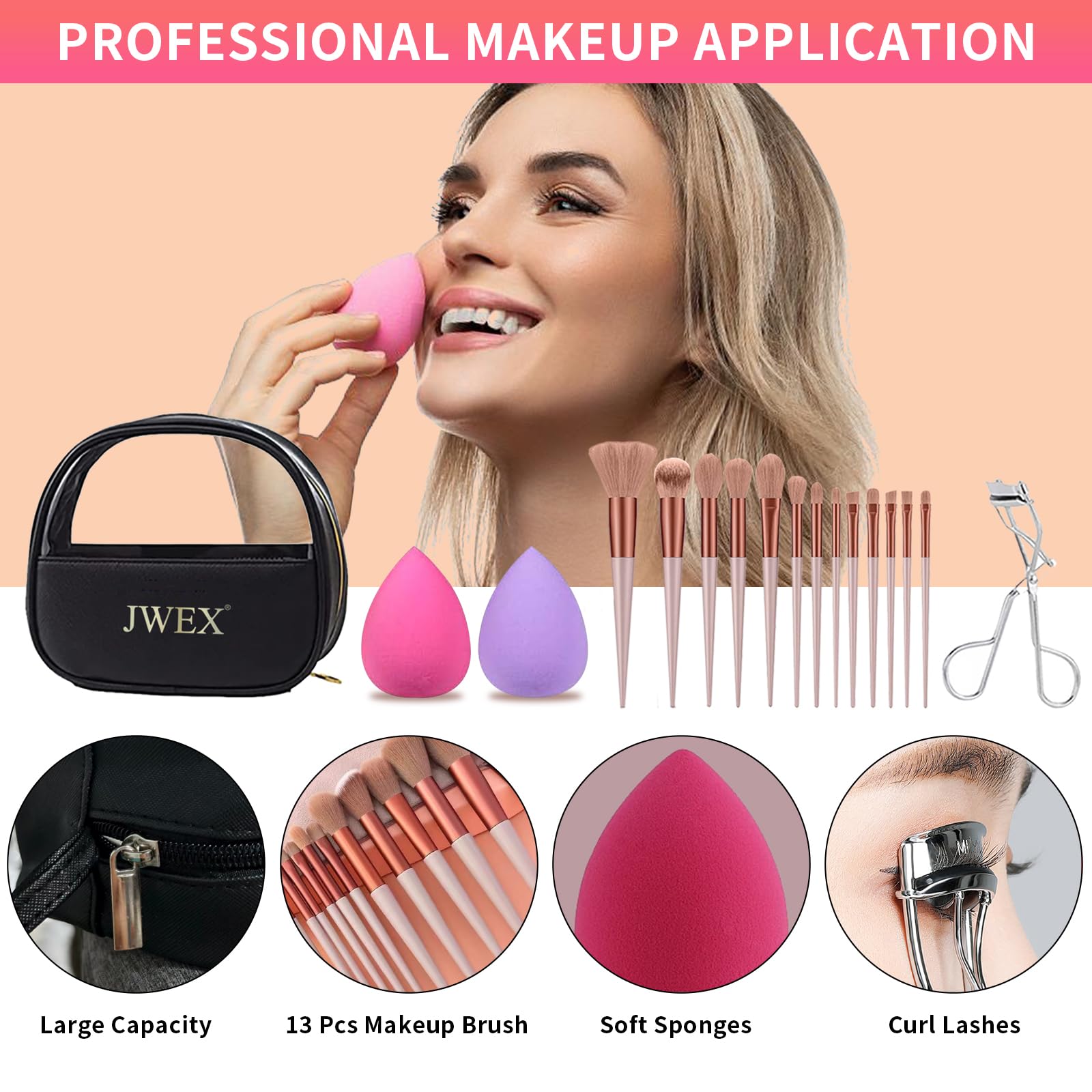 37 Pcs All in One Makeup Kit, Make up Set, Multifunktions Kosmetik Schmink Kit Frauen, enthält 15 Farben Lidschatten Palette, Make-up-Pinsel, Lippenstift, Makeup Schwamm