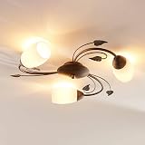 Lindby Plafonnier Stefania à intensité variable (Antique, Classic) en Marron Verre e. a. pour Salon & Salle manger (à 3 lampes E14) Luminaire Lampe Plafond Eclerage - 2