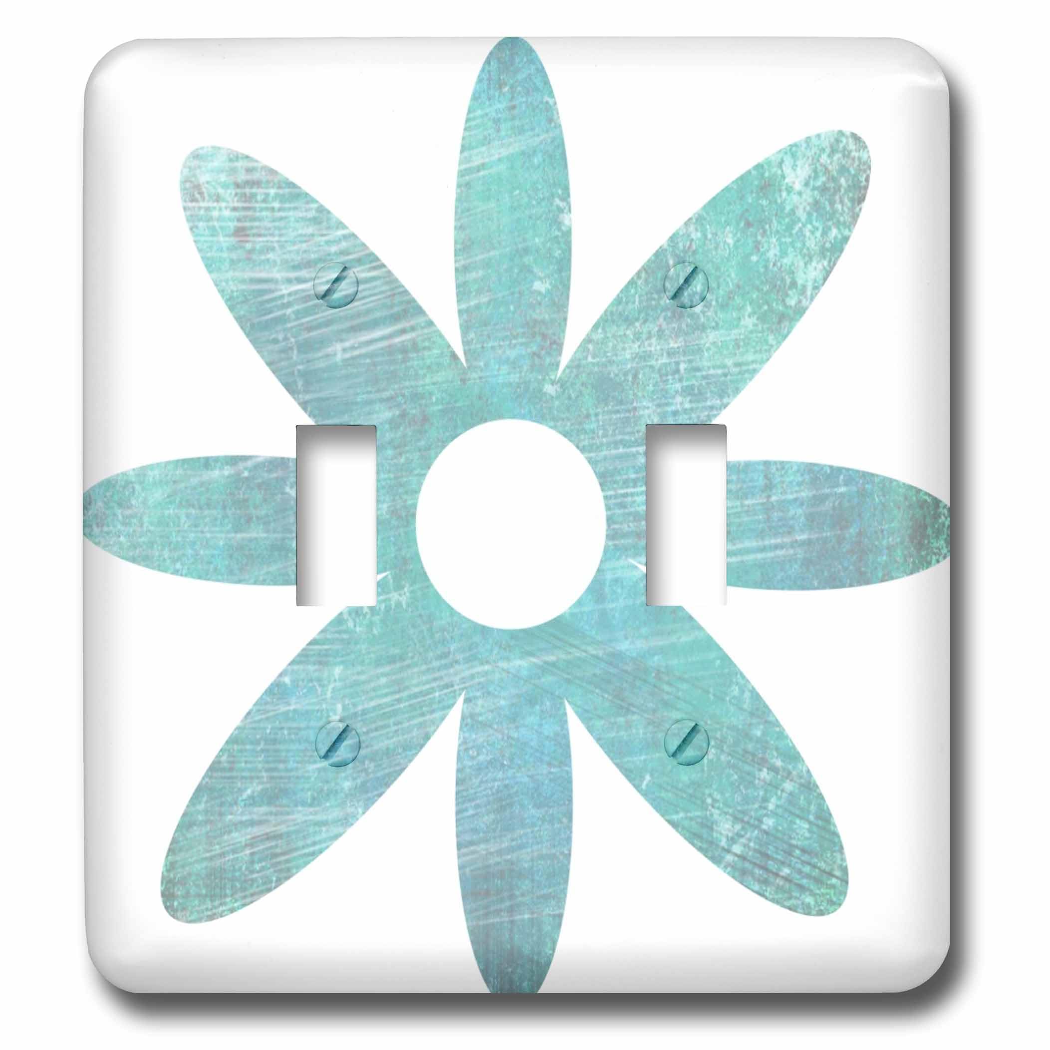 Interrupteur à baïonnette grunge bleu teal motif fleur 3dRose LSP_51413_2