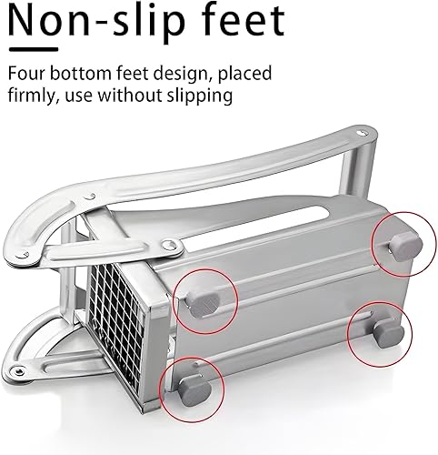 Miniatura 7 de Cortador de papas fritas con 2 cuchillas, cortador de papas profesional, de acero inoxidable, cortador de patatas fritas para papas fritas,