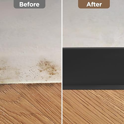 Miniatura 9 de Moldura flexible para zócalo, 4 pulgadas de ancho x 16.4 pies de largo, base de pared de vinilo autoadhesiva, base de goma para despegar y pegar,