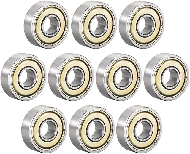 sourcing map 607ZZ Deep Groove Ball Bearing Double Shield 607-2Z 80017 7mm x 19mm x 6mm High Carbon Steel Z1 Bearings (Pack of 10)