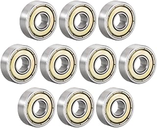 uxcell 607ZZ Deep Groove Ball Bearing Double Shield 607-2Z 80017 7mm x 19mm x 6mm High Carbon Steel Z1 Bearings (Pack of 10)