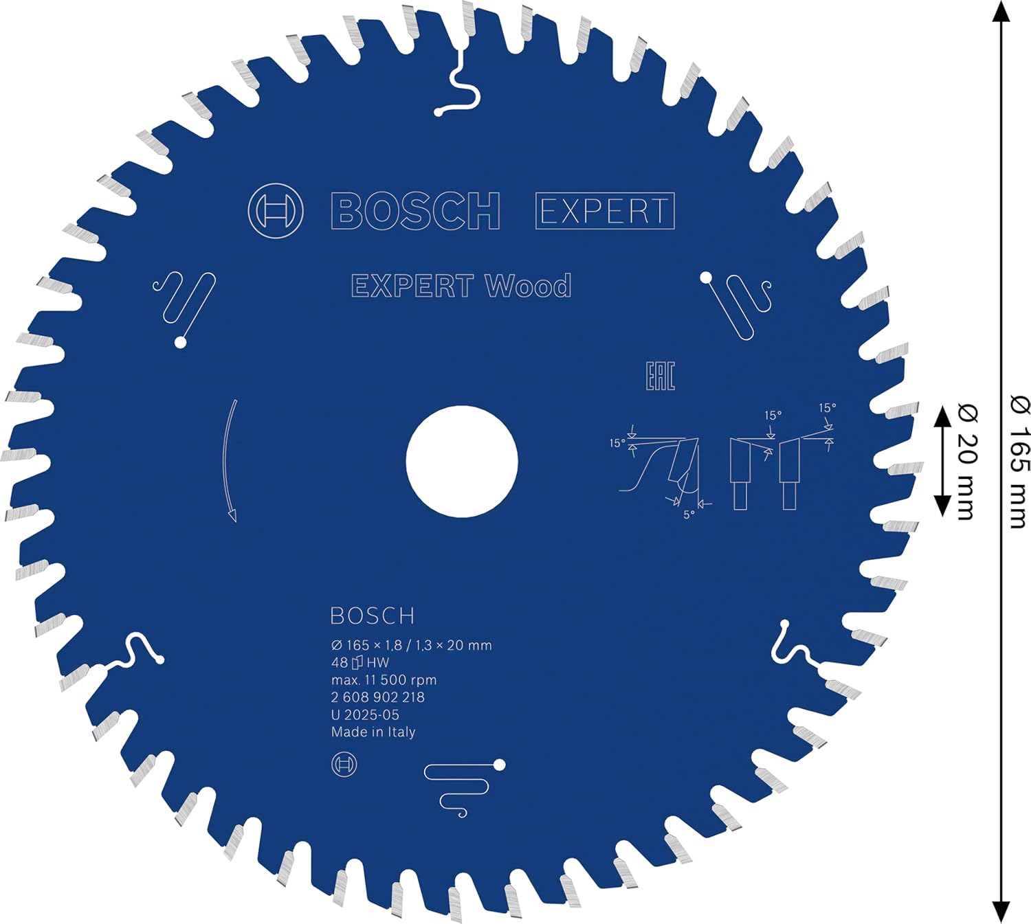 Bosch 1x Expert Wood Corded Circular Saw Blade for Handheld Circular Saw (for Softwood, Hardwood, Ø mm, Professional Accessory Hand-Held Corded Circular Saws)