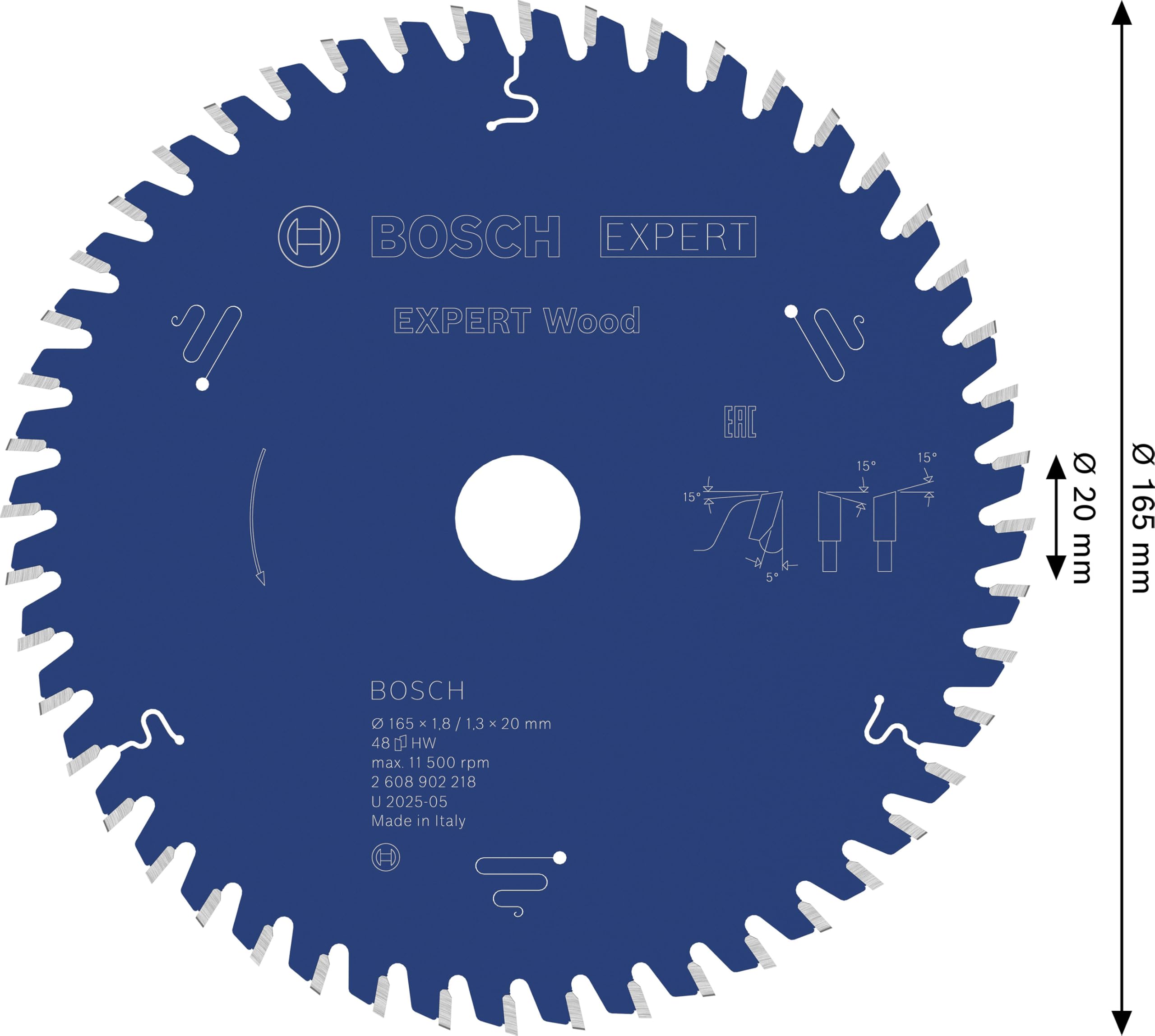 Bosch 1x Lama per sega circolare EXPERT per legno cablata (per Legno tenero, Legno duro, Ø mm, Professional Accessorio Seghe circolari a filo portatili)