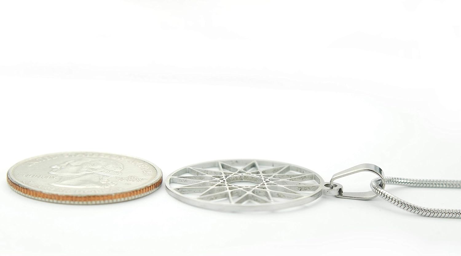 Dodecagram Necklace, 20" Snake Chain with 12 Point Star Charm Pendant Hellenic Greek Magic Twelve Symbol, Pure 304 Stainless Steel - Image 4