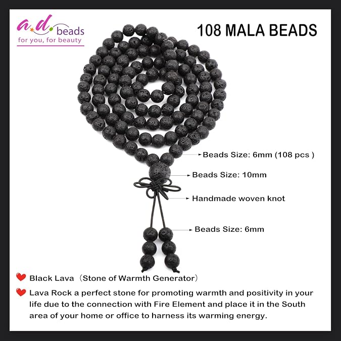 AD Beads 6mm 8mm 108 Prayer Mala Jasper Elastic Bracelet - Handmade Yoga Meditation Healing Power Energy Gifts for Unisex Adult.