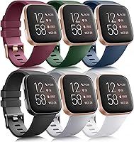 Vista 17 de Paquete de 6 correas deportivas compatibles con Fitbit Versa 2 / Fitbit Versa / Versa Lite / Versa SE, correas de repuesto clásicas de silicona