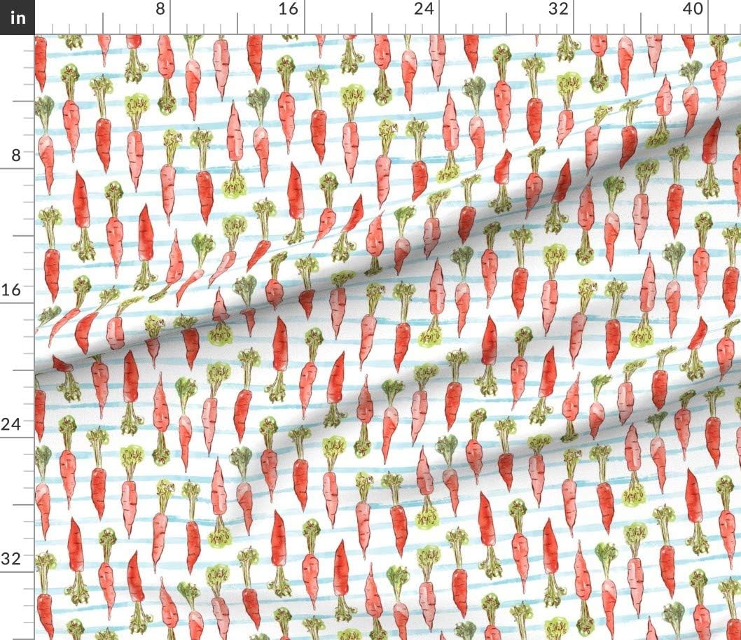 Spoonflower Fabric - Spring Garden Kitchen Watercolor Easter Vegetables Carrots Veggie Printed on Petal Signature Cotton Fabric Fat Quarter - Sewing Quilting Apparel Crafts Decor
