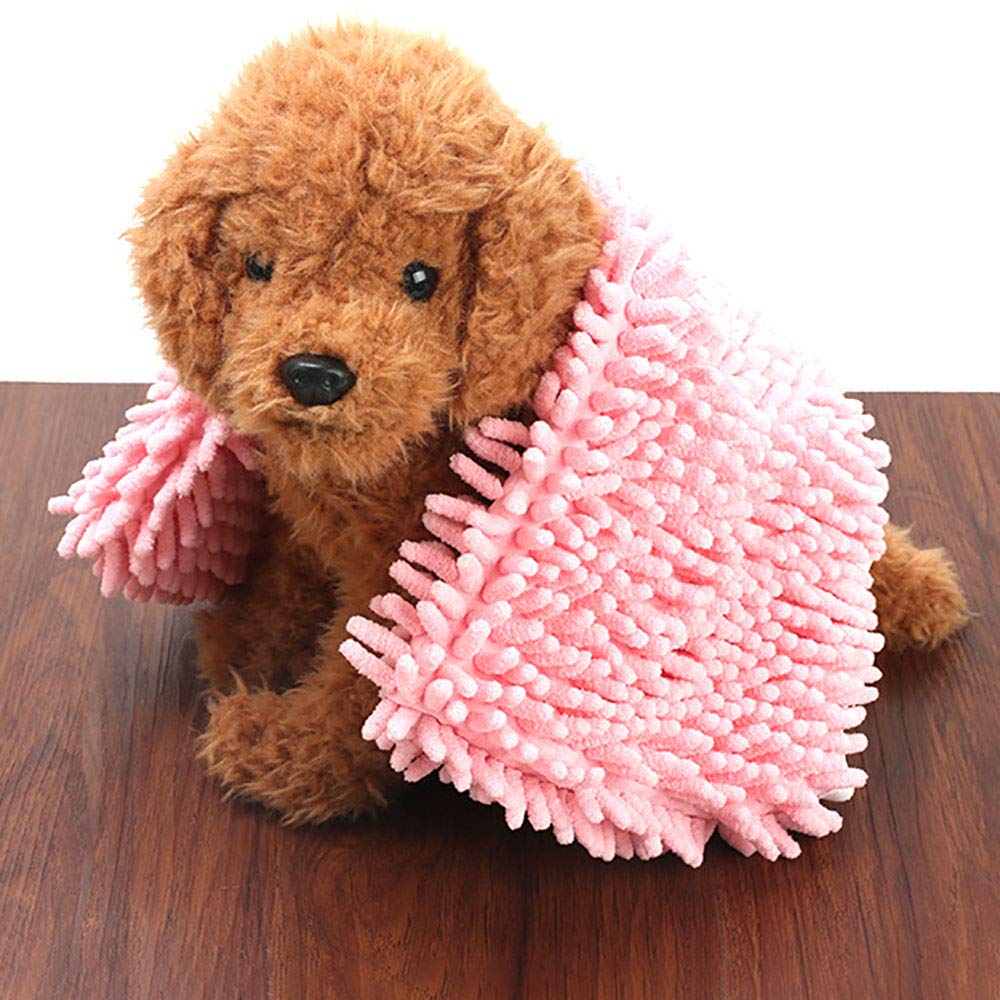 Serviette de Bain Absorbante pour Animaux Serviette en Microfibre Chenille pour Petits Moyens Chiens et Chats 46x20cm