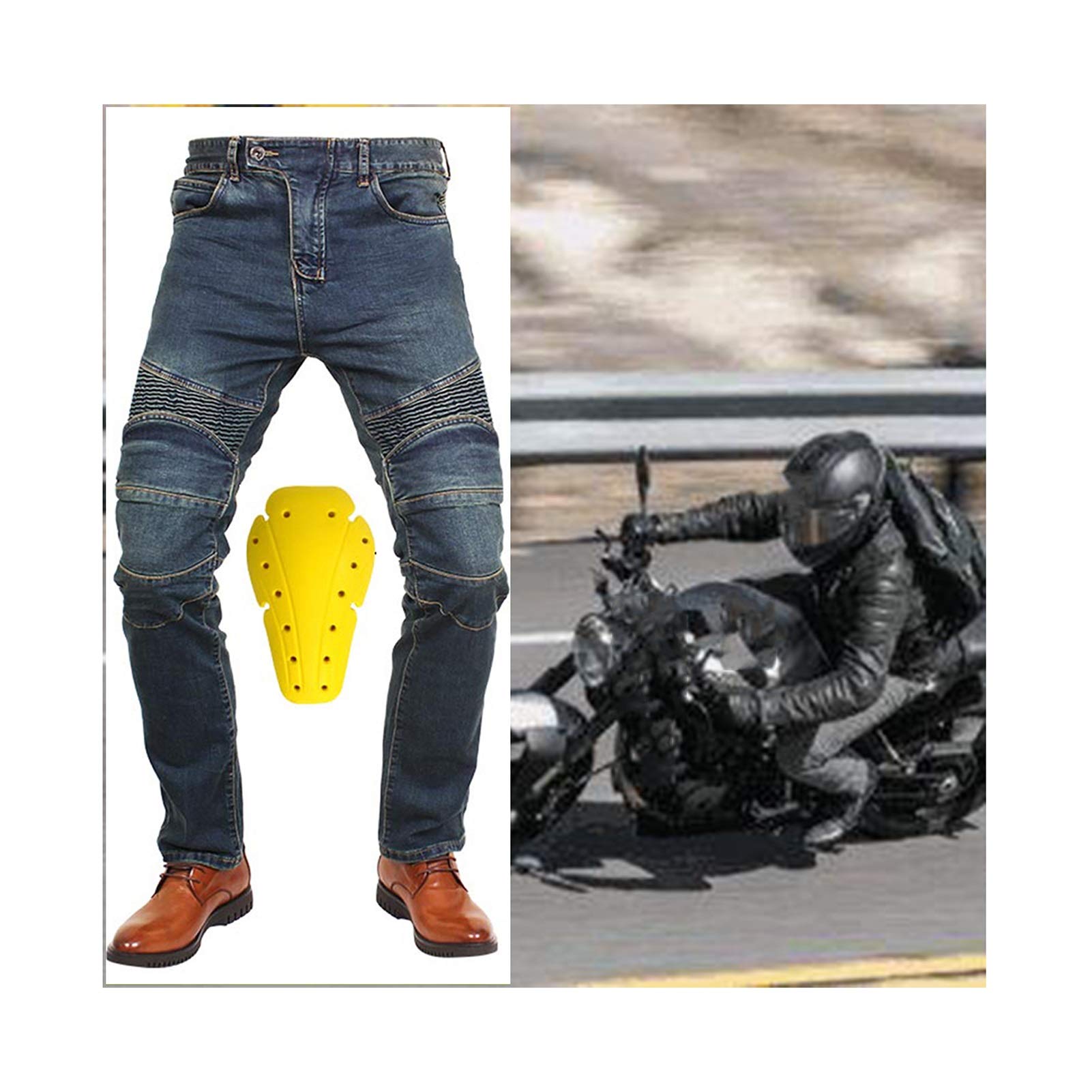 Jean Cycliste Quatre Saisons Jeans De Moto pour Hommes Et Femmes Équipement De Protection Amovible, Deux Modes pour Un Usage Quotidien Et Équipement D'équitation (XS-5XL, 2 Couleurs)
