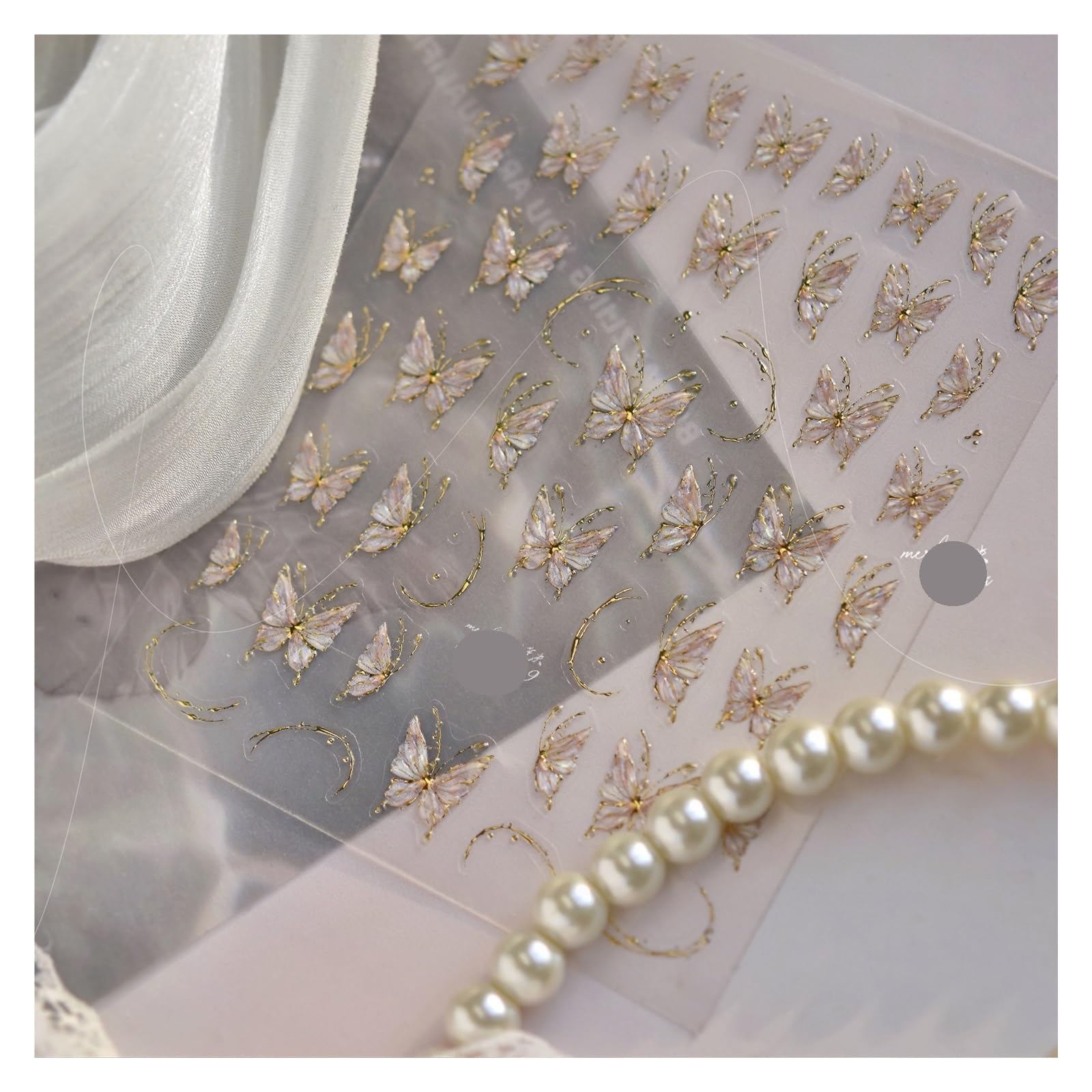 5D Jelly Nail Stickers Ice Transparent Gold Plated Butterfly 3D Decorations for Manicure Design DIY(Black)