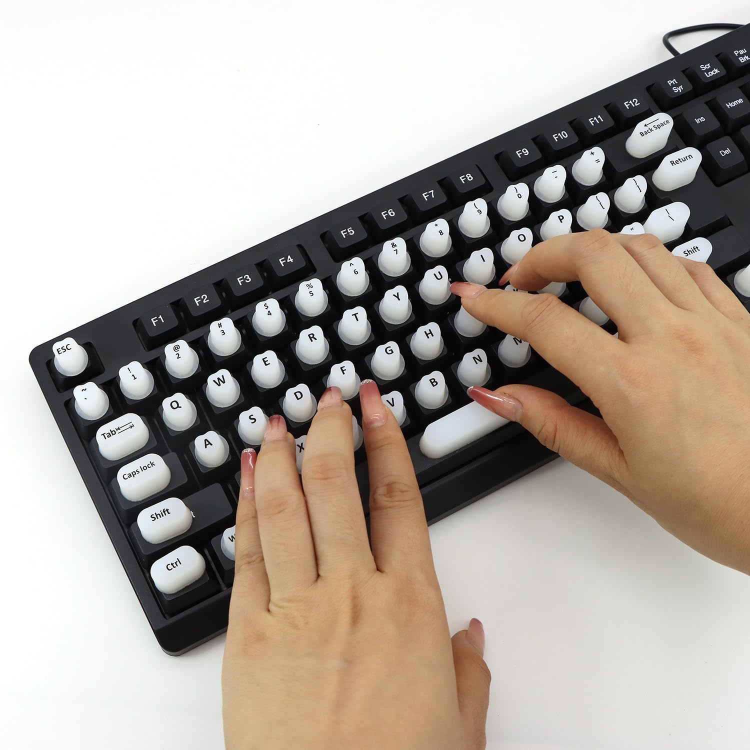 80PCS Clear Silicone Keyboard Key Covers For Long Nails - Non-Slip, Universal Fit