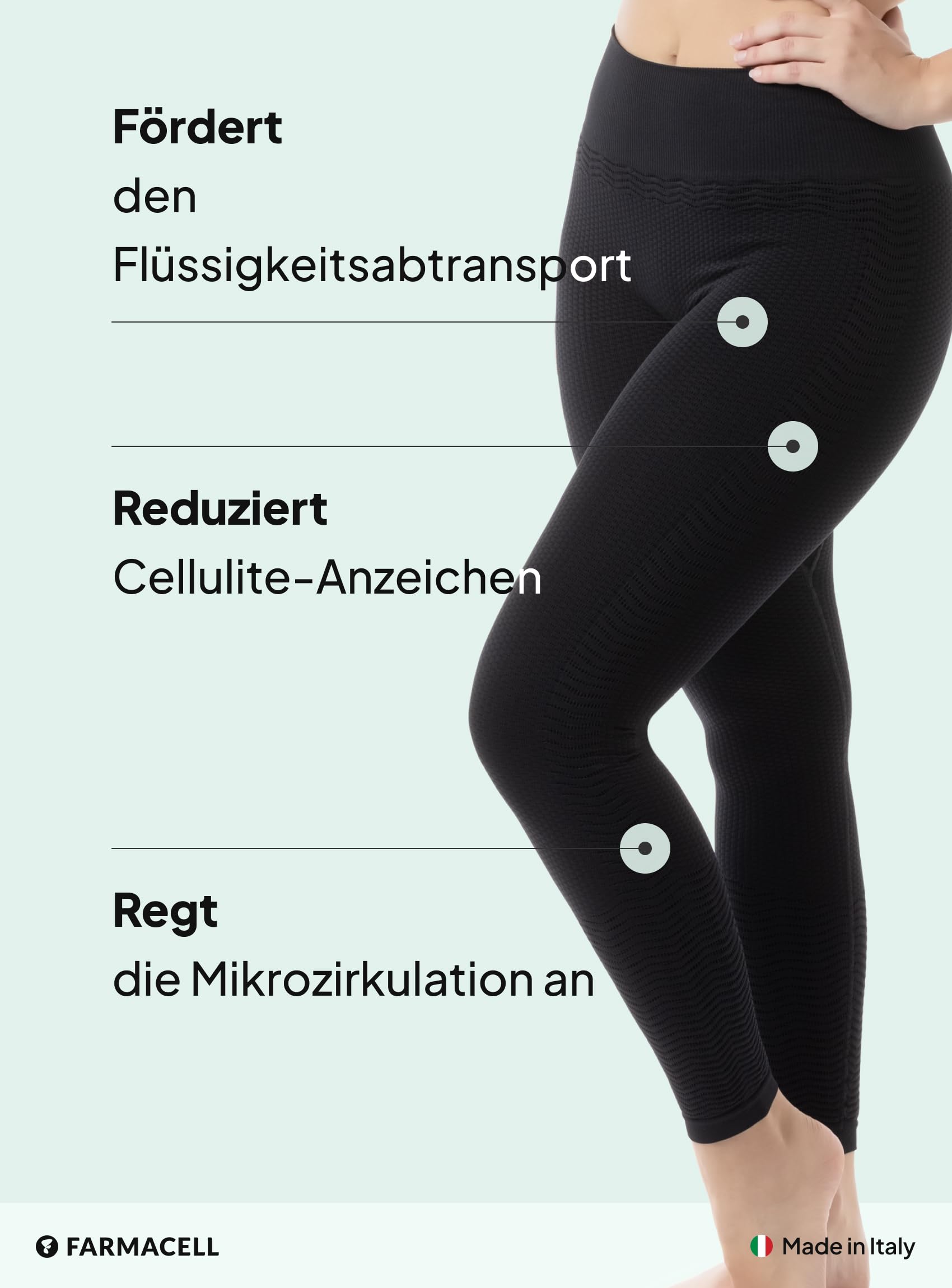 FarmaCell Anti-Cellulite Leggings Damen mit Mikromassage und FIR-Effekt, Made in Italy, 1109