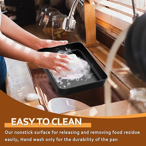 Miniatura 6 de P&P CHEF - Molde para lasaña antiadherente rectangular, bandeja para hornear de 12.3 pulgadas de profundidad para lasaña de brownie, utensilios para