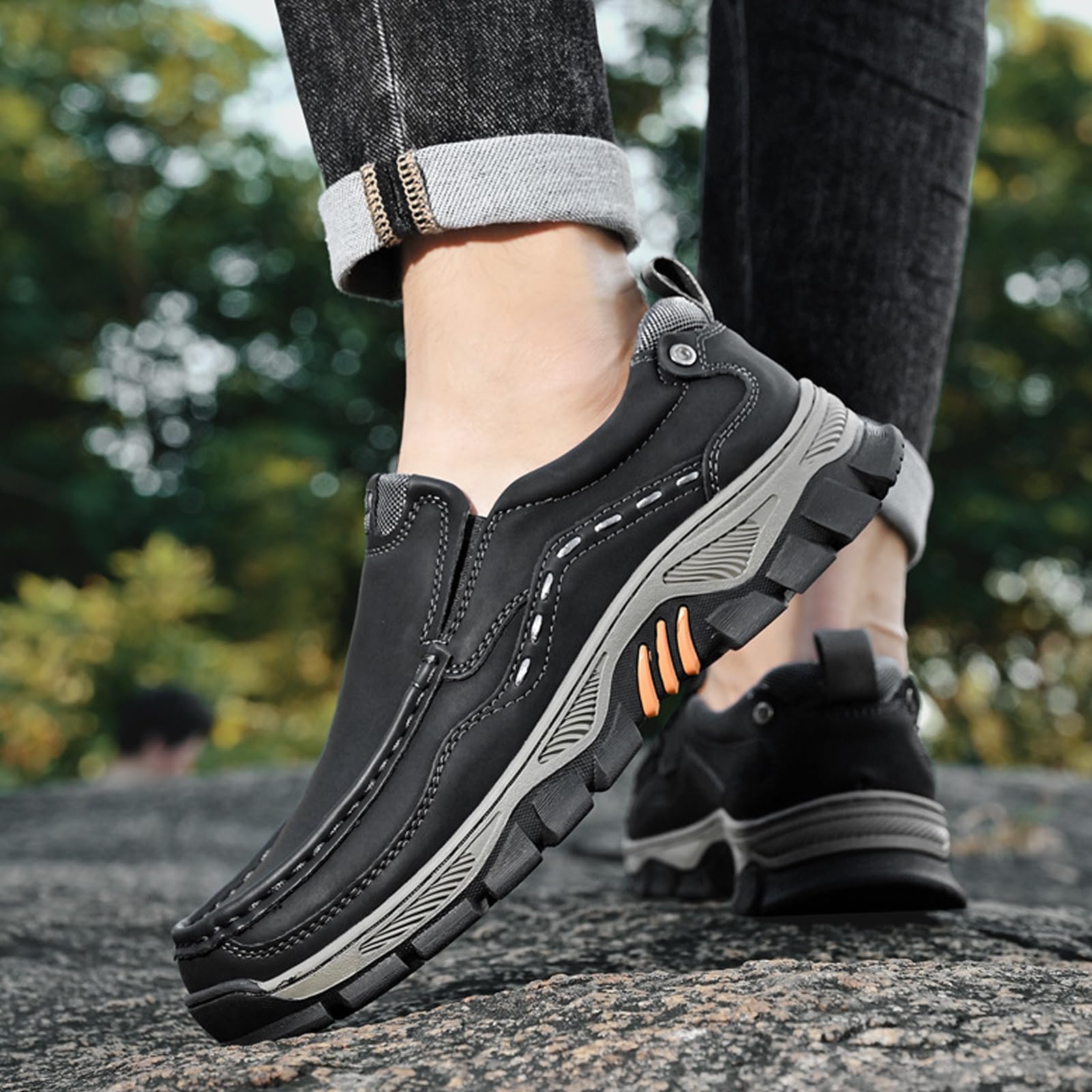 Scarpe Slip On da Trekking da Uomo, Scarpe da Passeggio Ortopediche Antiscivolo per L'Arco Plantare Scarpe da Lavoro Leggere all'aperto