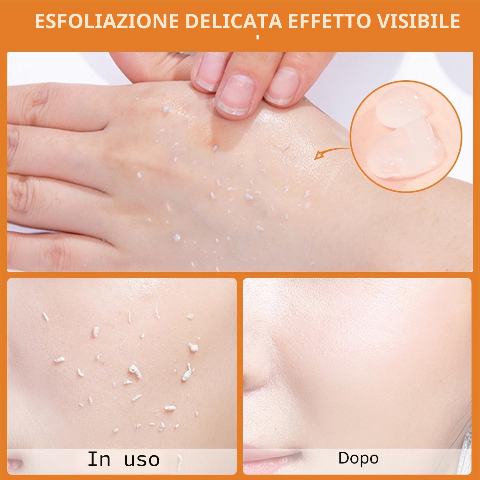 Gel esfoliante arancione, gel idratante per viso e corpo, esfoliante viso per pulizia profonda, esfoliante viso naturale all'arancia (2 pezzi)