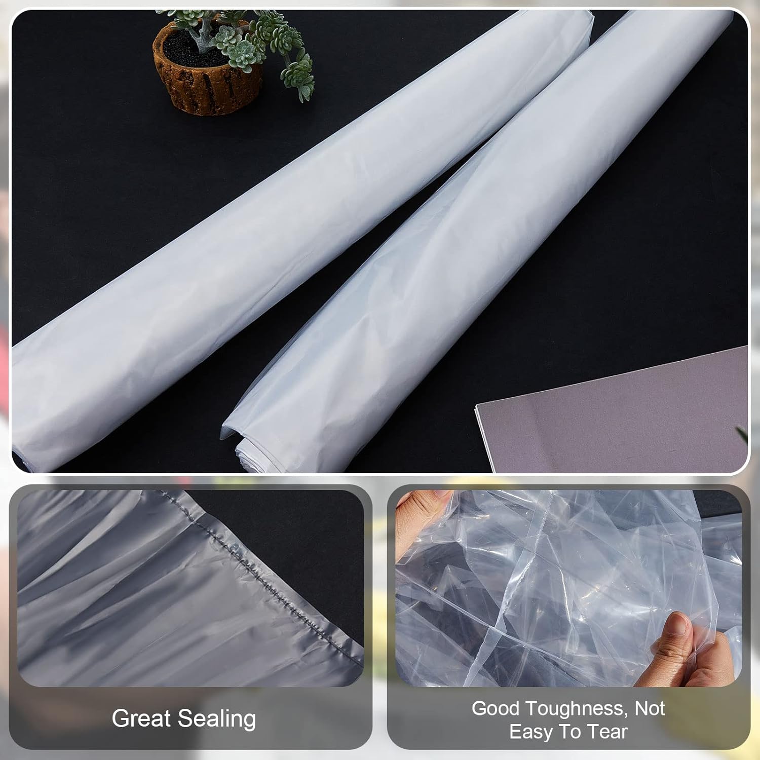 Lewtemi 12 Pack 55 Gallon Clear Heavy Duty Plastic Drum Liner Large Thick Food Storage Bag for Vegetable Marinating Brining Lawn Outdoor Industrial Pail 5.5 Mil Liner (55 Gallon)