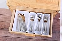 Vista 4 de 25 PCS White Drawer Organizer Set, 4 Size Interlocking Plastic Storage Bins for Office Supplies, Jewelry Makeup Vanity, Bathroom Kitchen, Home