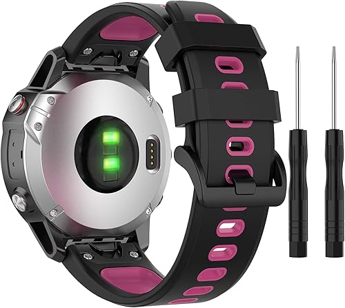 Miniatura 8 de Correa de repuesto compatible con Garmin Fenix 6 Sapphire Watch, Forerunner 945, 0.866in, de silicona Quickfit, compatible con Garmin Instinct,