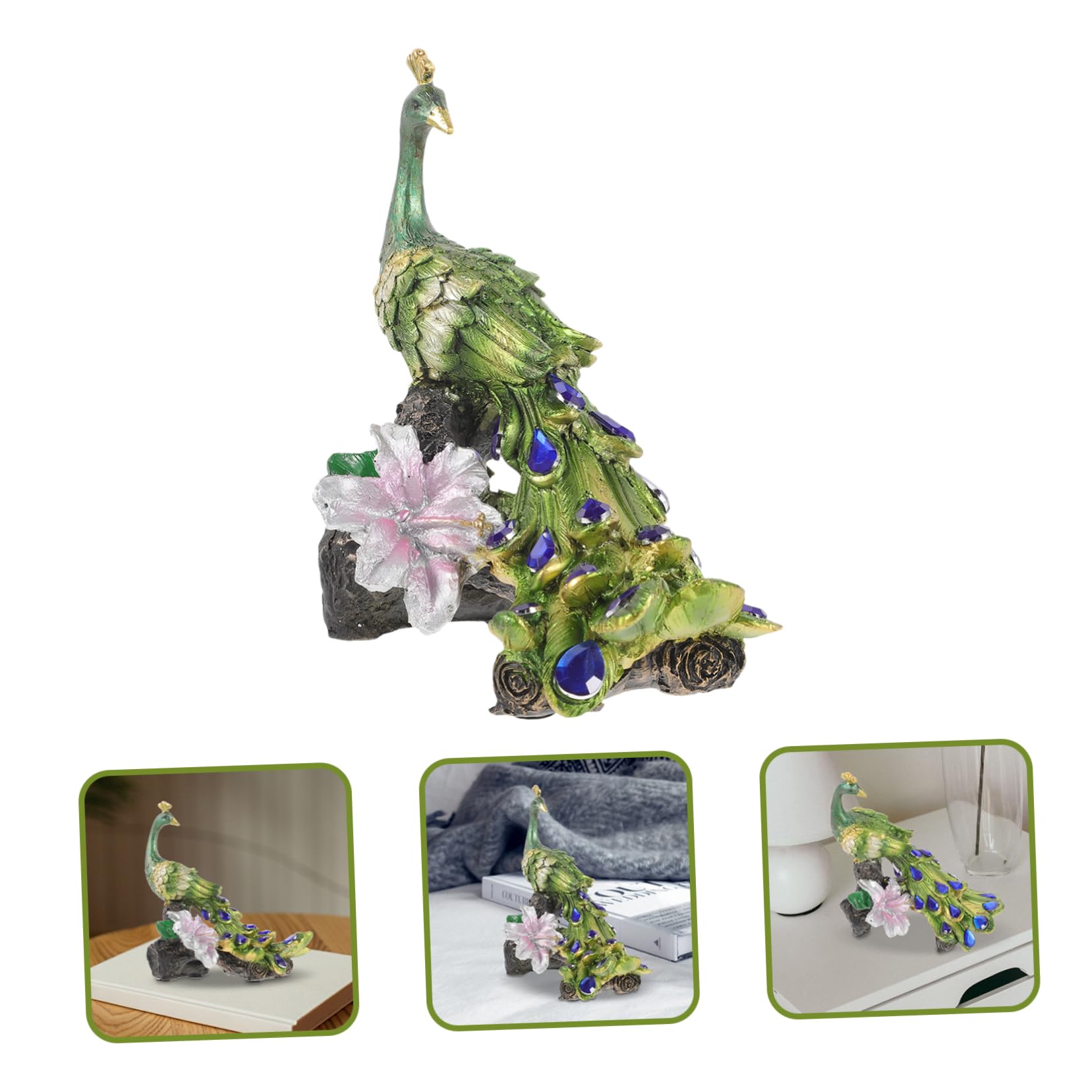 Amazon.co.jp: DECHOUS 樹脂製置物 孔雀の装飾品 工芸品 卓上装飾品
