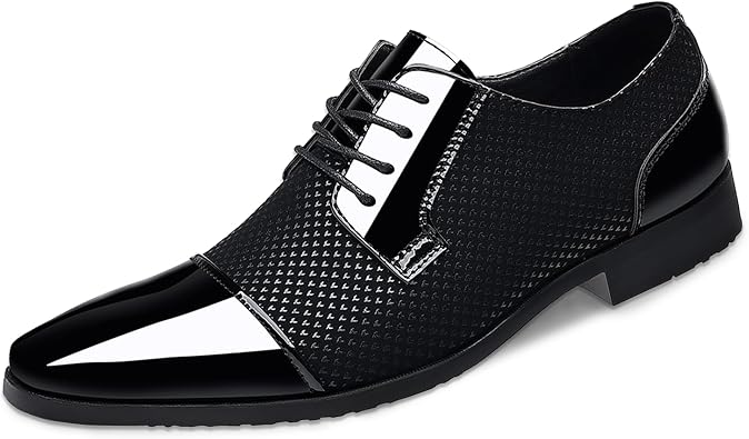 Mens Dress Shoes Casual Oxford Lace-up Shoes Business Formal Shoes Cap Toe Fashion Shoes