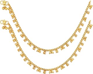 Peora Gold Plated Thin Anklet Fancy Payal Stylish Fashion Jewellery Gift for Women & Girls Price In India
