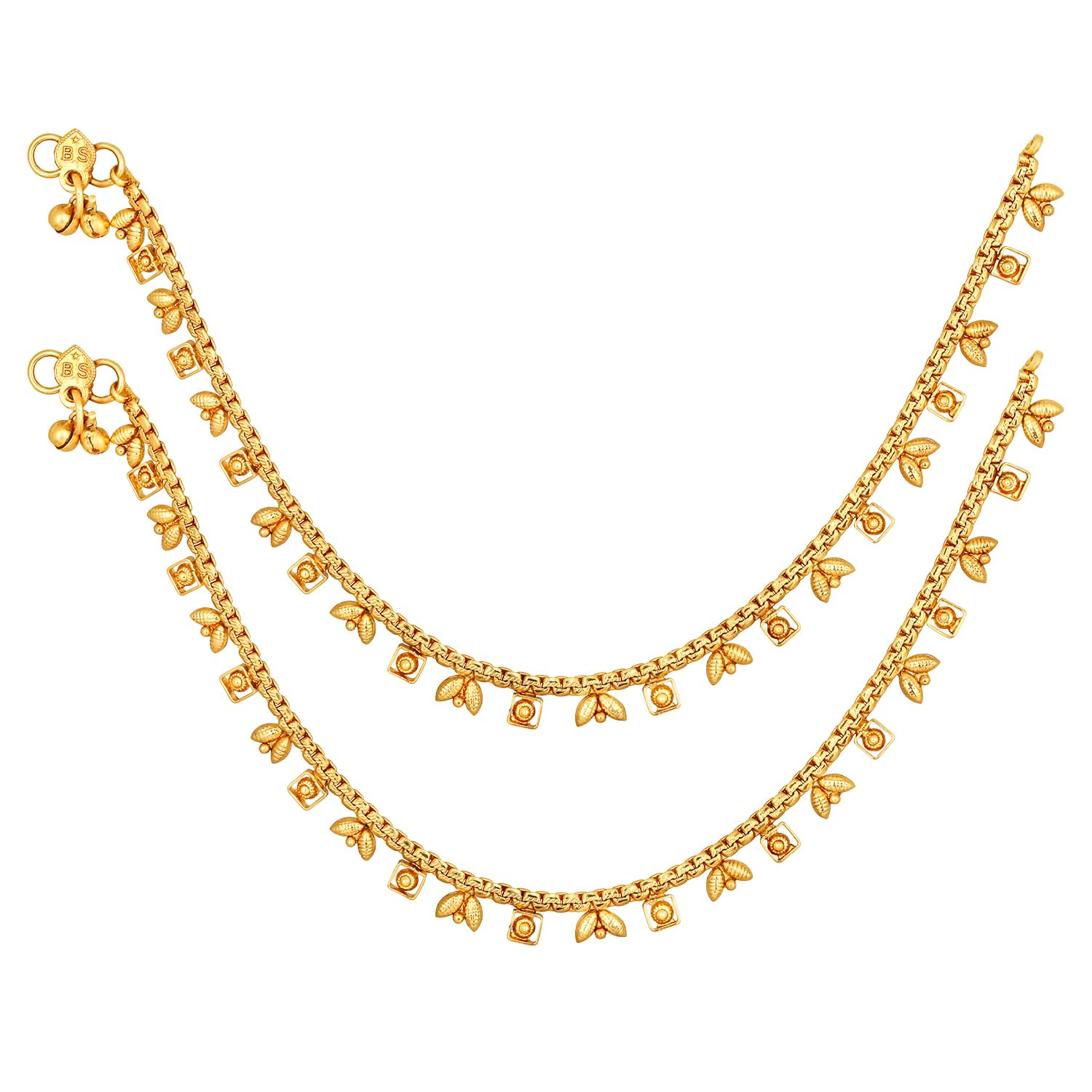 Gold Plated Thin Anklet Fancy Payal Stylish Fashion Jewellery Gift for Women & Girls