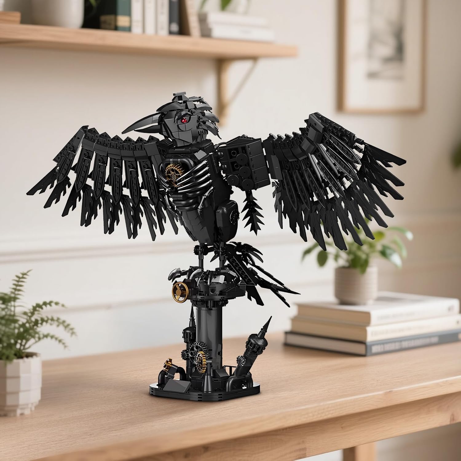Vziimo Mechanical Raven Bird Building Set, MOC Creative Crow Animal Model Kit, Collectible Home Office Decor Toy Gift for Adults Teens 14+ (1018PCS)