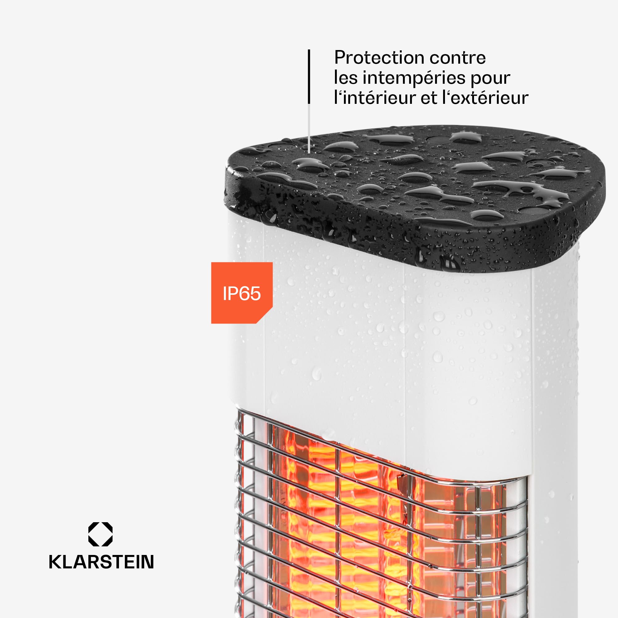 blumfeldt Heat Guru Plus - Radiateur infrarouge In & Out, chauffage d'appoint, 1200 W, minuterie 9 heures, élément chauffant en carbone, 3 niveaux, boîtier en alliage d'aluminium anodisé (Blanc)