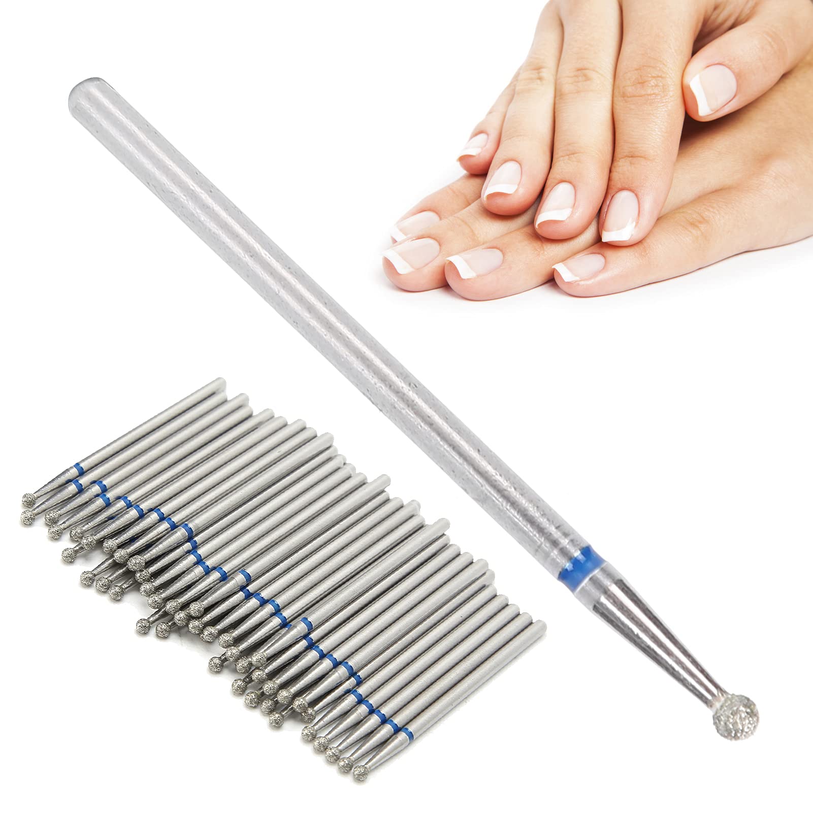 50 Pièces de Forets à Ongles en Forme de Boule, Ensemble de Forets de Manucure en Diamant, Accessoires de Coupe-Ongles Professionnels pour Ongles en Acrylique, Manucure, Perceuse