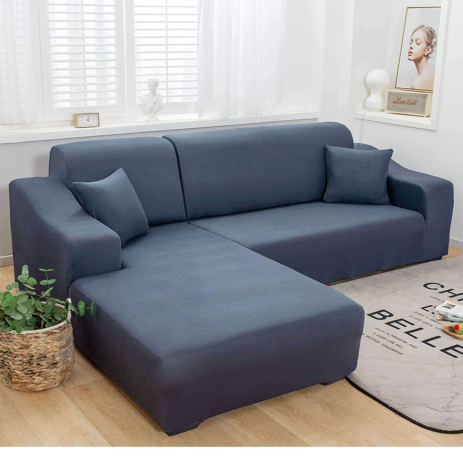 Copridivano Elasticizzato In Morbido Peluche: Antiscivolo Con Fasce Elastiche E Aste In Schiuma - Grigio, Per 1/2/3/4 Posti - 3