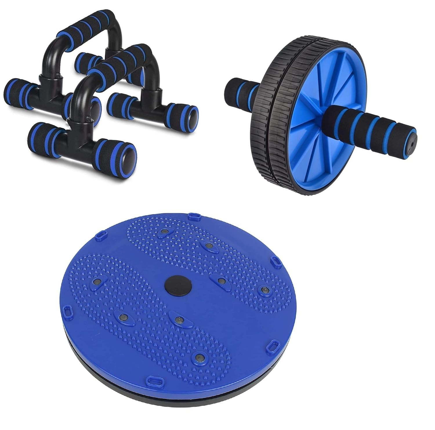 Sixteen Gym Equipment Combo Set for Home Workouts Men Women Full Body Exercise Kit – Tummy Twister, Pushup Stand, and Abs Wheel Roller-image-27