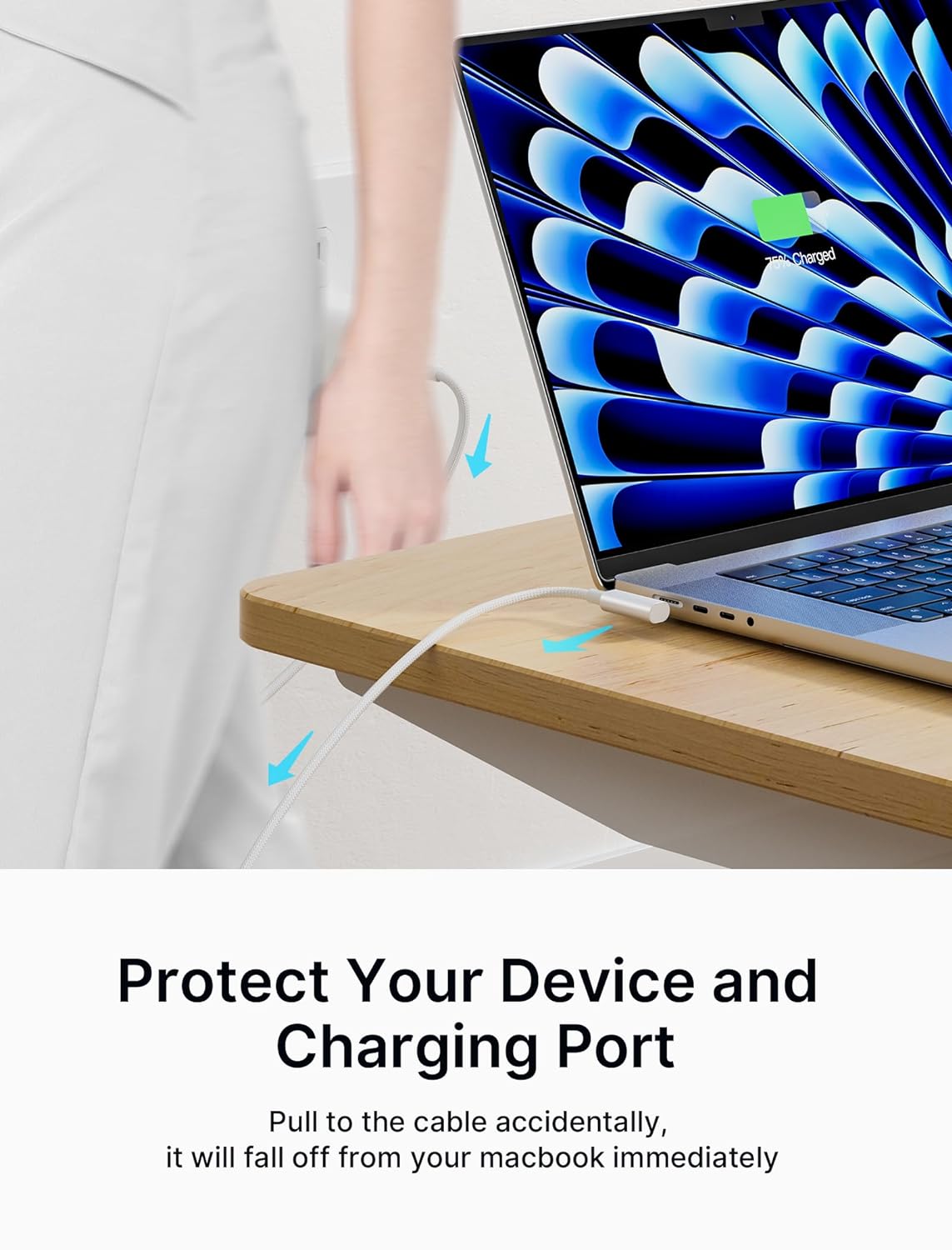 JSAUX USB C to Magnetic 3 Cable 10ft, 140W Magnetic Safe 3 Cable Compatible with MacBook Air (15"/13" M4 2025, M3 2024, M2 2023, M2 2022), MacBook Pro (16"/14" 2024/2023/2021)