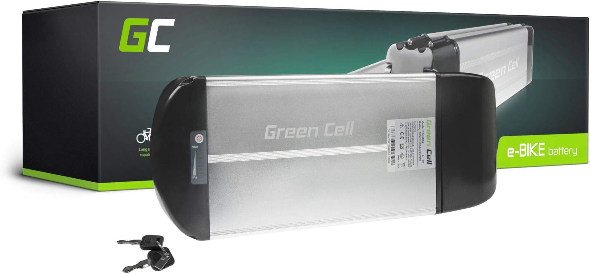 GC® E-BIKE Battery 36V 10Ah Phylion XH370-10J Rear Rack for Electric Bike MiFa Rex Prophete Aldi with Li-Ion Panasonic Cells