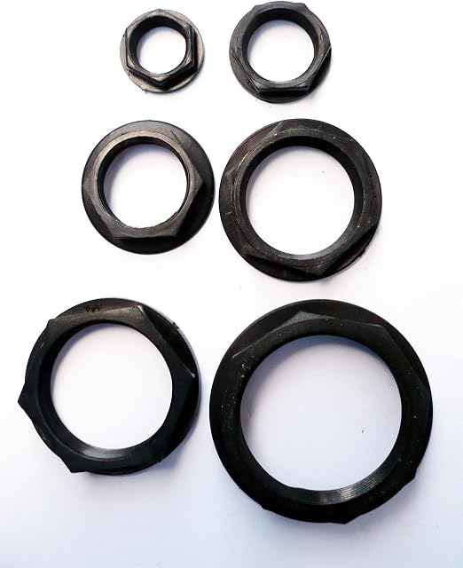 PP Hex Round Faced Flanged Back Nuts. BSP Fine Thread (1" BSP. PACK OF 2)