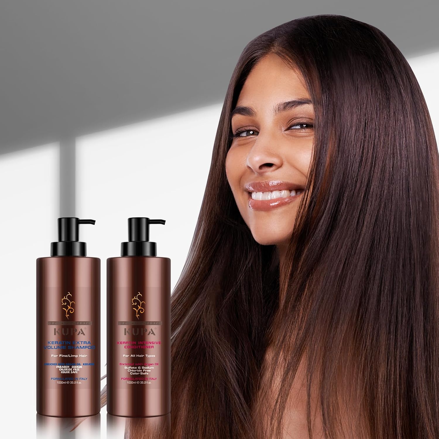 Keratin Extra Volume Argan Oil Shampoo and Conditioner Sets Sulfate Free Organic Refreshing Shampoo Kits for Damaged Dry Curly Frizzy Hair, Moisturizing Shampoo