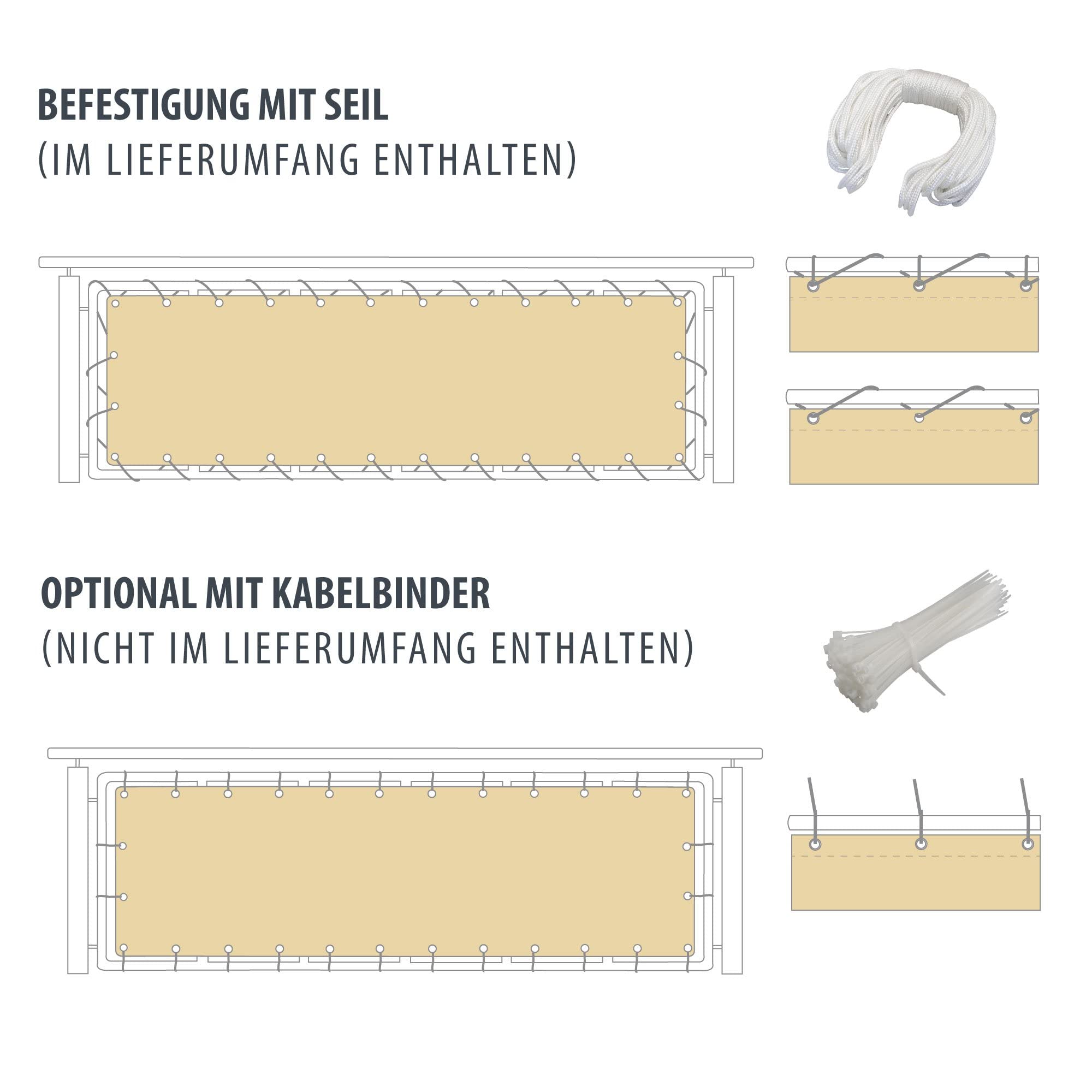 jarolift Copertura per Balcone Impermeabile, Telo di Rivestimento e Protezione per Balcone, 600 x 75 cm (24 Occhielli), Verde Scuro