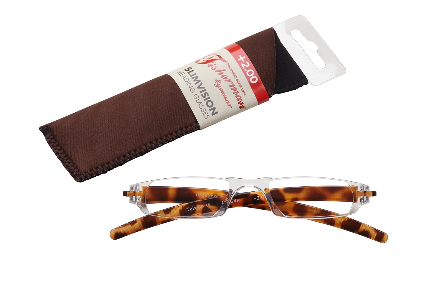 Fisherman Eyewear Slim Vision Rimless Reading Glasses with Temples (+2.00)