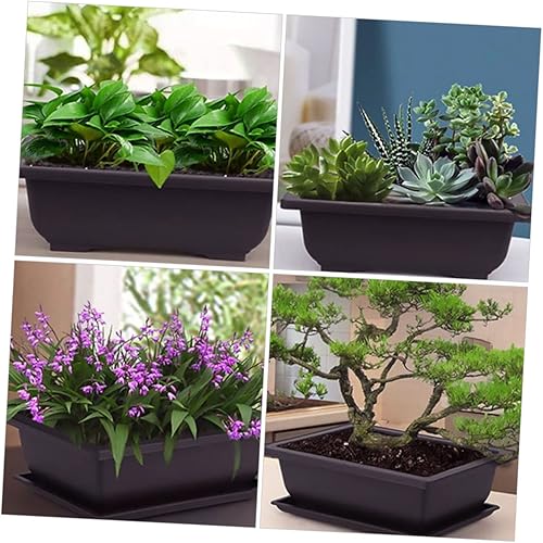 Miniatura 4 de Happyyami 10 Pcs Orchid Pots Rectangle Planter Indoor Black Flower Pot Plastic Bonsai Pot Plastic Bonsai Training Pot Planter Trays Plastic Pallet
