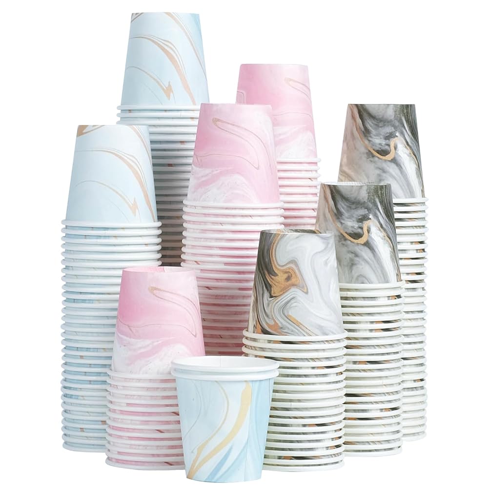 Huifany 300Pack 3 oz Paper Cups Disposable Bathroom Small Mouthwash Cups Bath Cup 3 oz Paper for Bathroom,Birthday Party, Travel, Events, Picnic, BBQ