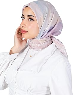 سكارف كتان مطبوع للنساء من فرح، متعدد الألوان، 95 × 95 سم