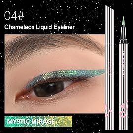 CHARMACY New Chameleon Liquid Eyeliner, Highly Pigmented, Metallic MultiColor Shifting Waterproof, Ultra-Fine Tip, Longwearing, Smudge-proof (A04 Ocean Glint)