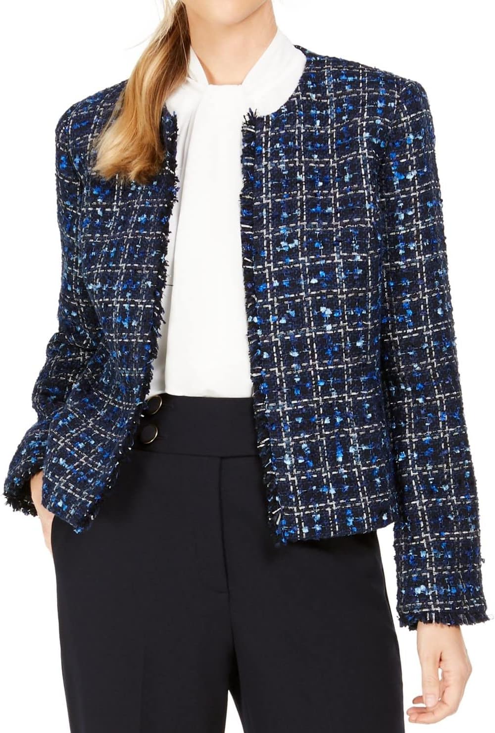 Front Frayed Tweed Jacket 