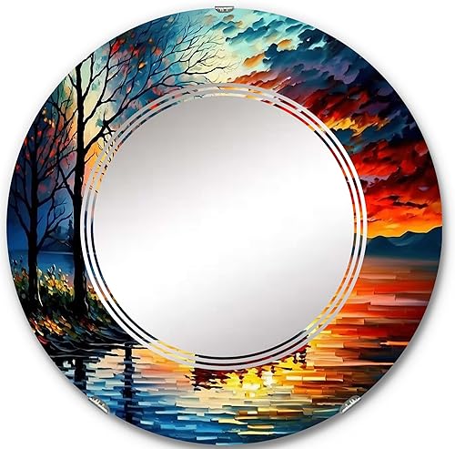 DesignQ Canoe On The Lake in The Fall- Vanity Mirror, Bathroom Mirrors, Wall Mirrors for Living Room, Bedroom - Round Mirror - Large 24'x24', 32'x32' DesignQ Canoe On The Lake in The Fall- Vanity Mirror, Bathroom Mirrors, Wall Mirrors for Living Room, Bedroom - Round Mirror - Large 24'x24', 32'x32'