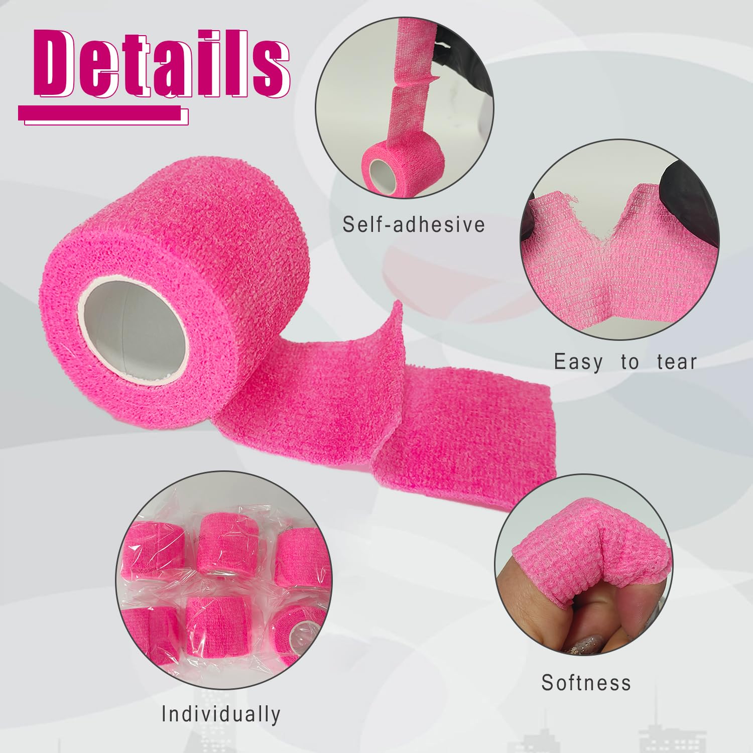 Tattoo Machine Pen Covers with 6pcs Pink Grip Tape Wrap,200Pcs Large 2.56 X 7.09 inch Machine Wrap, Combination Grip Machine Covers Self-Adhesive